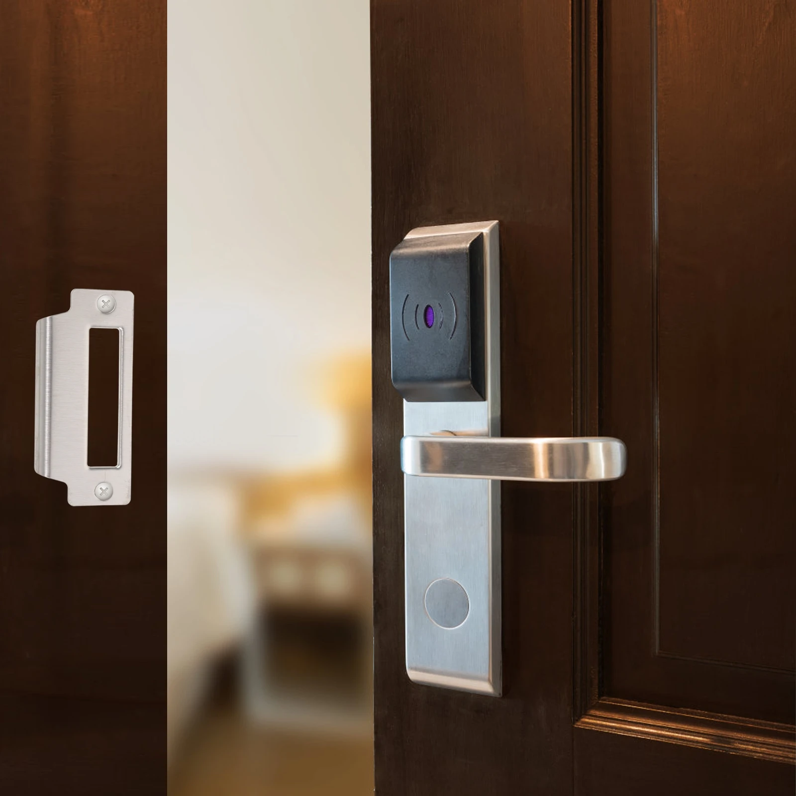 

1 set Door Lock Accessories Stainless Steel Security Reinforcement Plates Easy Installation Durability Door Hardware