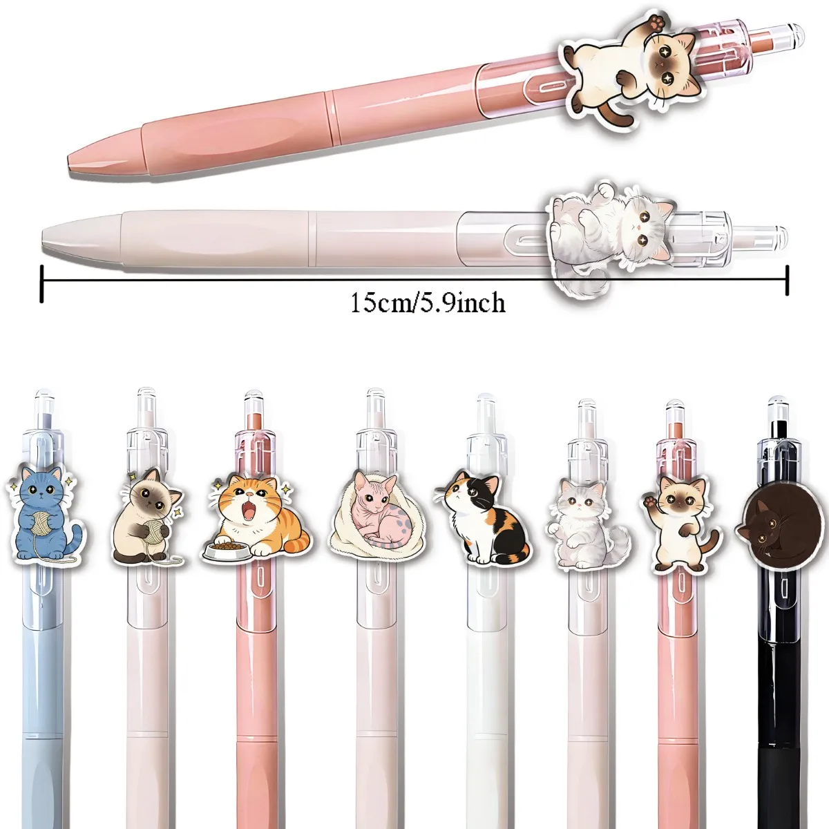 8PCS/16PCS Star Cat Little White Pen round Ballpoint Pen Student Writing Pen Office Stationery Creative Stationery