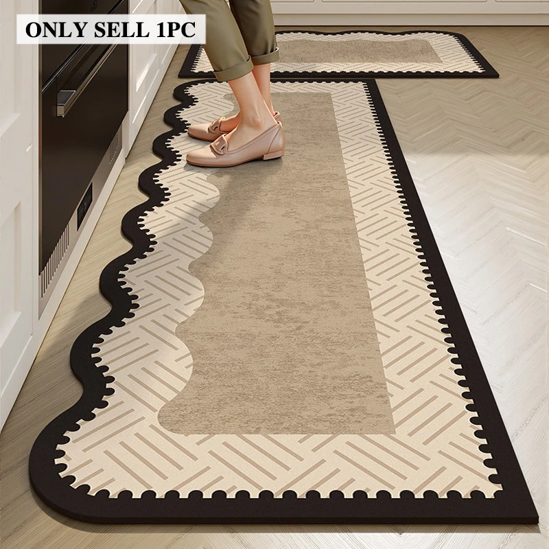 Kitchen Floor Mat Modern Style Water-absorbent Oil-absorbent Quick-drying Carpet Diatom Mud Anti-slip Mats Long Decorative Rug