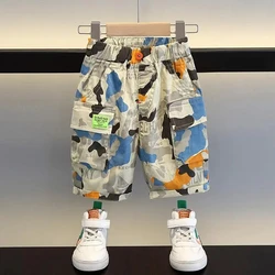 Boys' Shorts 2024 New Fashionable Boys' Summer Casual Capris Handsome Children's Summer camouflage pants