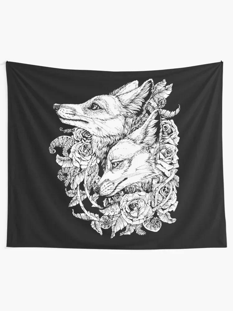 Fox Bloom - Black and White Tapestry Christmas Decoration House Decoration Tapestry