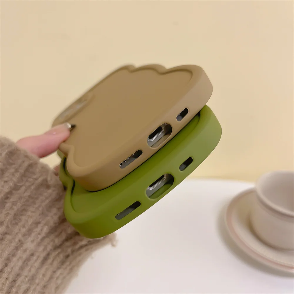 Schattige 3d Beer Oren Mat Siliconen Telefoonhoesje Voor Iphone 14 13 15 16 Pro Max 12 11 X X S Lens Beschermer Golfframe Schokbestendige Hoes