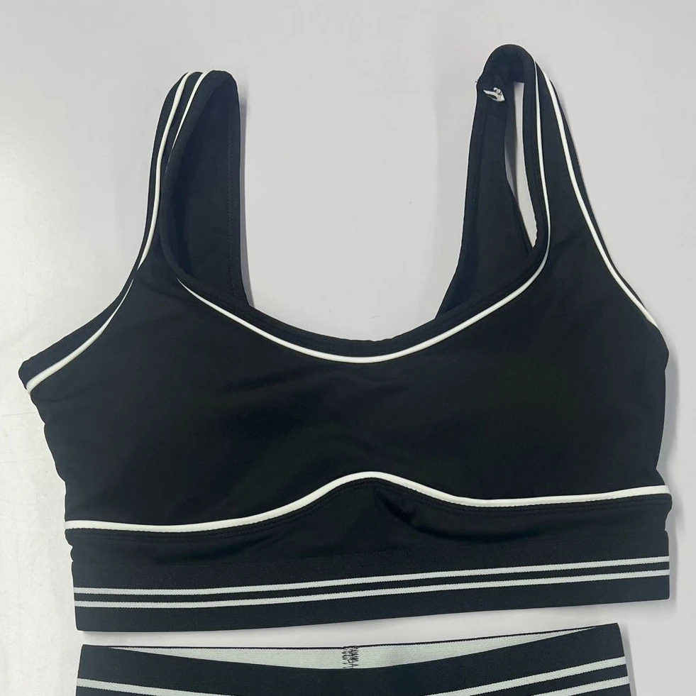 Damesondergoedlijn Contrastkleur Nude Shorts Set Beauty Back Pullover Strakke sportkleding Dames Gym Sport Fitnesskleding - afbeelding 1
