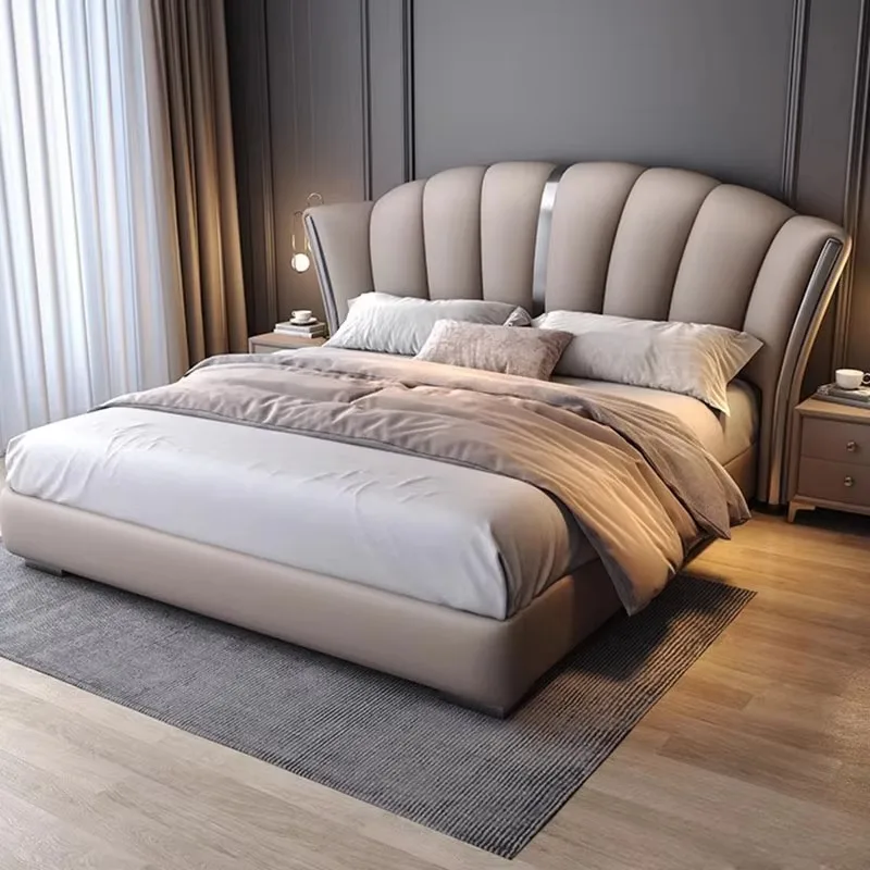 Gray Large Comforter Double Bed Luxury Modern Twin Full Size Double Bed Bases Headboards Storage Camas De Casal Home Furniture