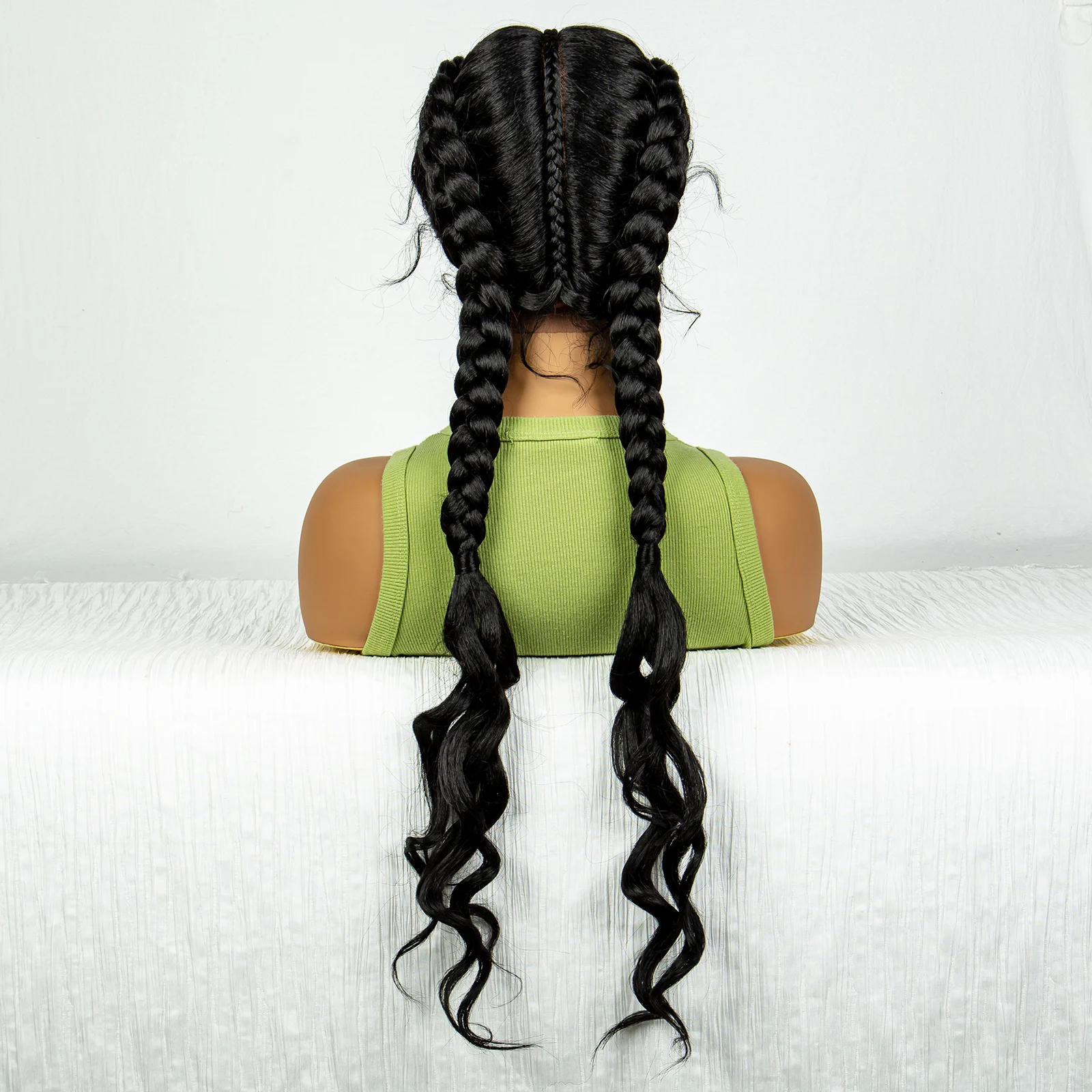 Synthetic Braided Wigs with Curly Wave for Women Lace Frontal Afro Twist Braids Wig with Baby Hair for Girls 30 Inches