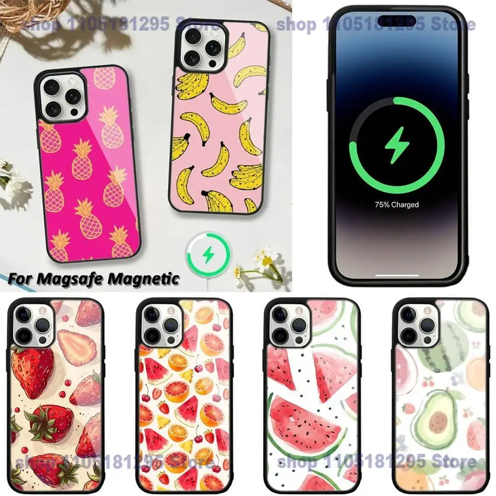 

Fruit Pattern Phone Case For iPhone 17,16,15,14,13,12,11,Plus,Pro,Max,Mini Magsafe Magnetic Wireless Charging