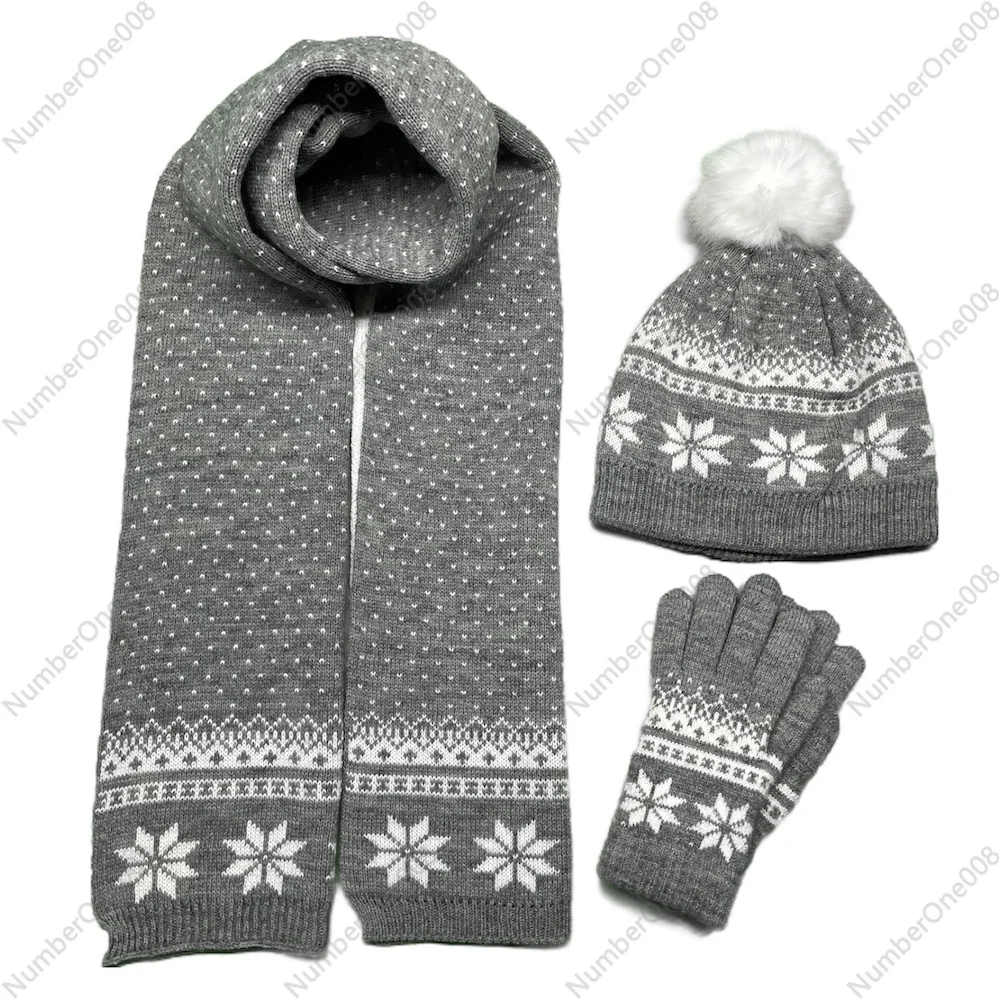 

Customized Jacquard Pattern Winter Scarf Hat and Gloves Sets