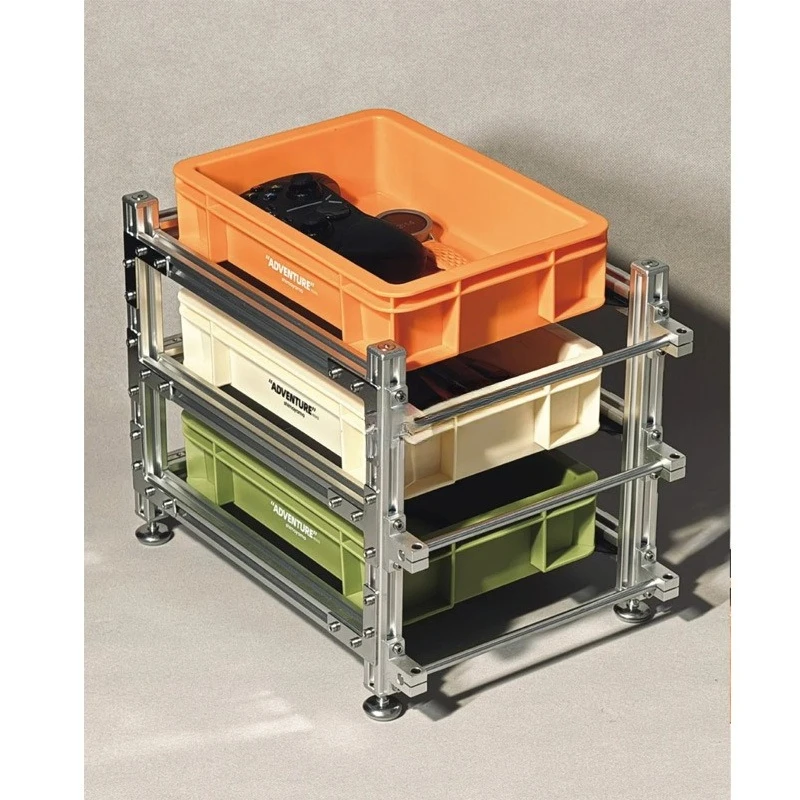 

Retro Industrial Style Aluminum Profile Locker Stainless Steel Household Display Cabinet Display Stand Optical Axis Dining Side