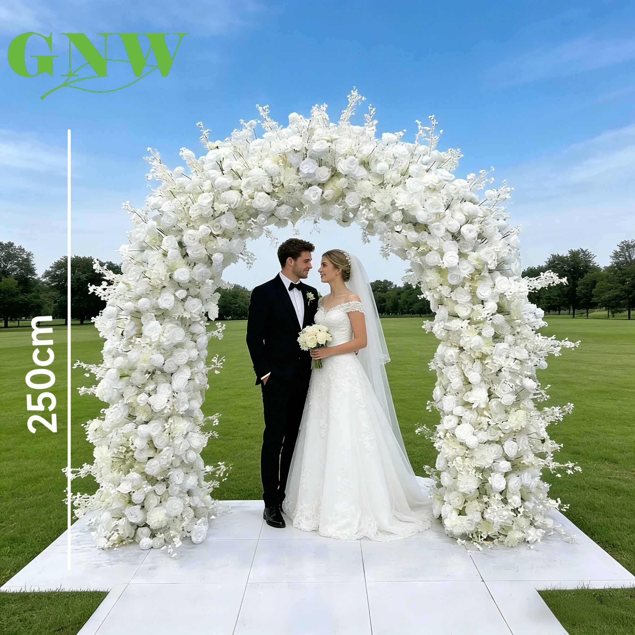 

Luxurious Beige Floral Artificial Flowers Arch Backdrop Iron Frame For Graduation Events Customizable Colors Sizes