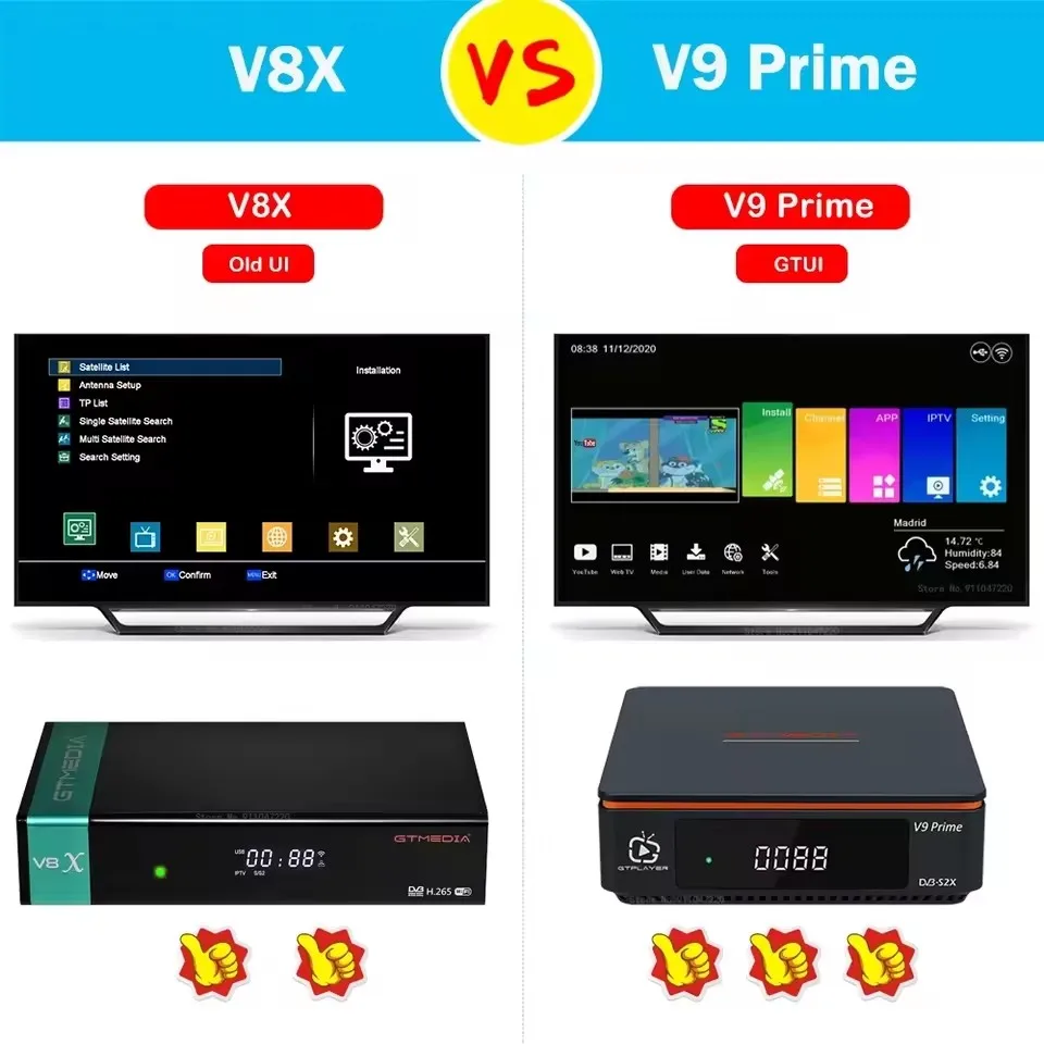 DVB V8X Satellite receive Same as V8 NOVA V9 Prime V8 Honor Built-in WIFI H.265 1080P HD Decoder No app