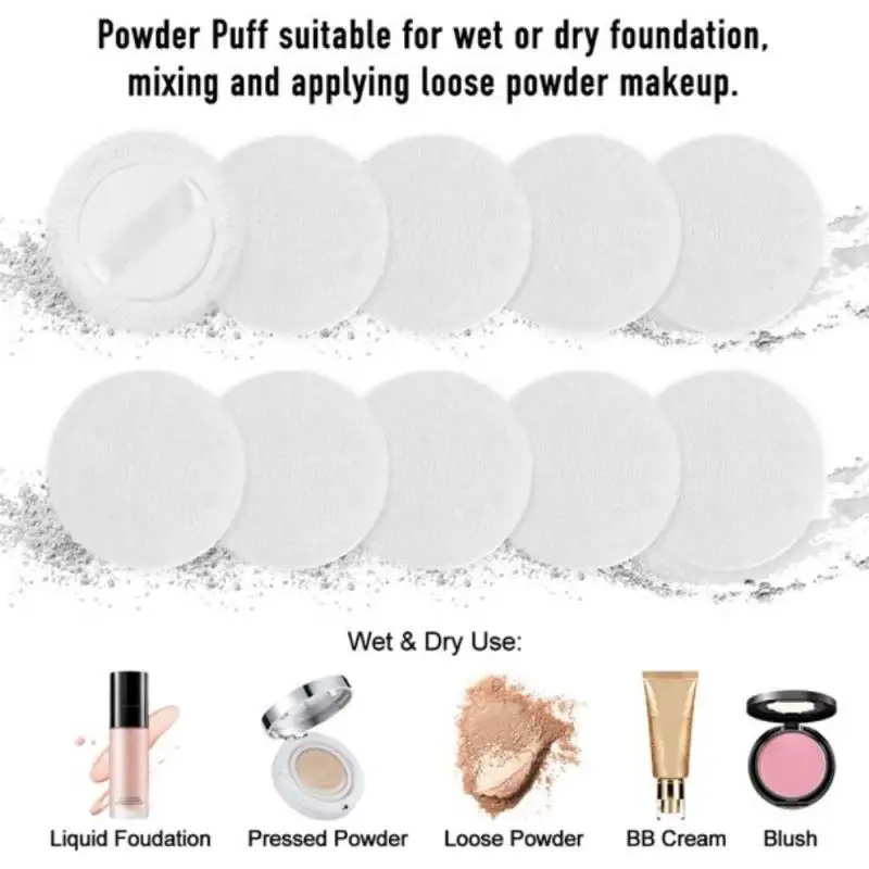 10 stücke Puder quaste Baumwolle Make-up Puff Pad, Mehl Puff mit Band, lose Foundation, 2,35 Zoll