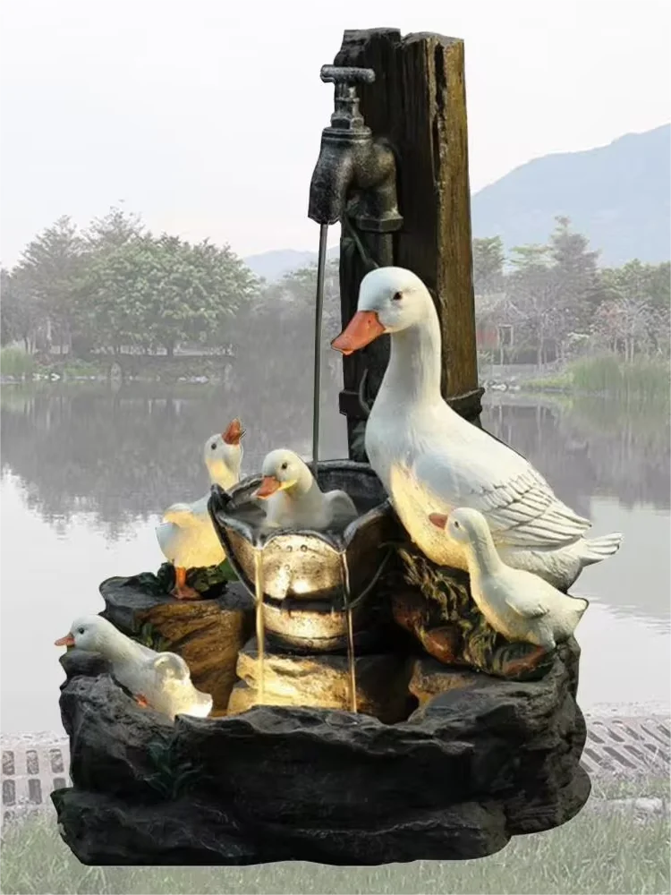 Duck Statue With Solar LED Lights Cute Animal Garden Ornament With Solar Power Vivid And Cute