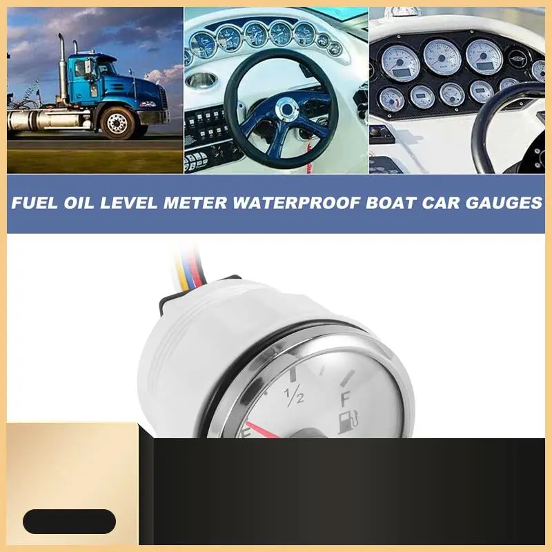 

52Mm Fuel Level Gauge 0-190Ohm Switchable 240-33Ohm Fuel Oil Level Meter Waterproof Boat Car Gauges With Alarm-N30R