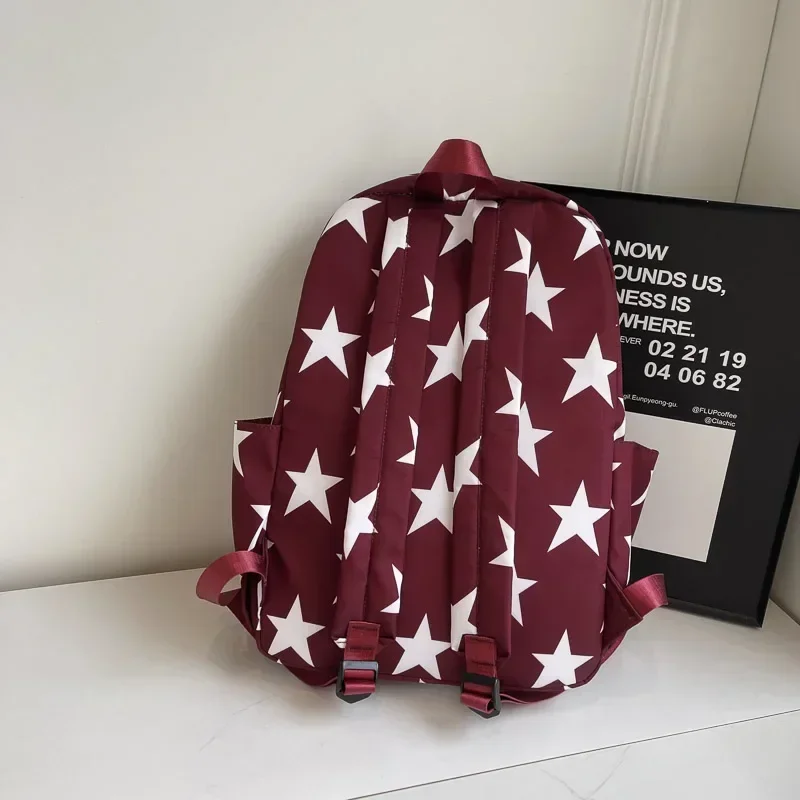 Star Pattern Print Fashion Nylon School Bag zaini con cerniera solida ad alta capacità 2024 borse di vendita calde per ragazze e ragazzi Mochila