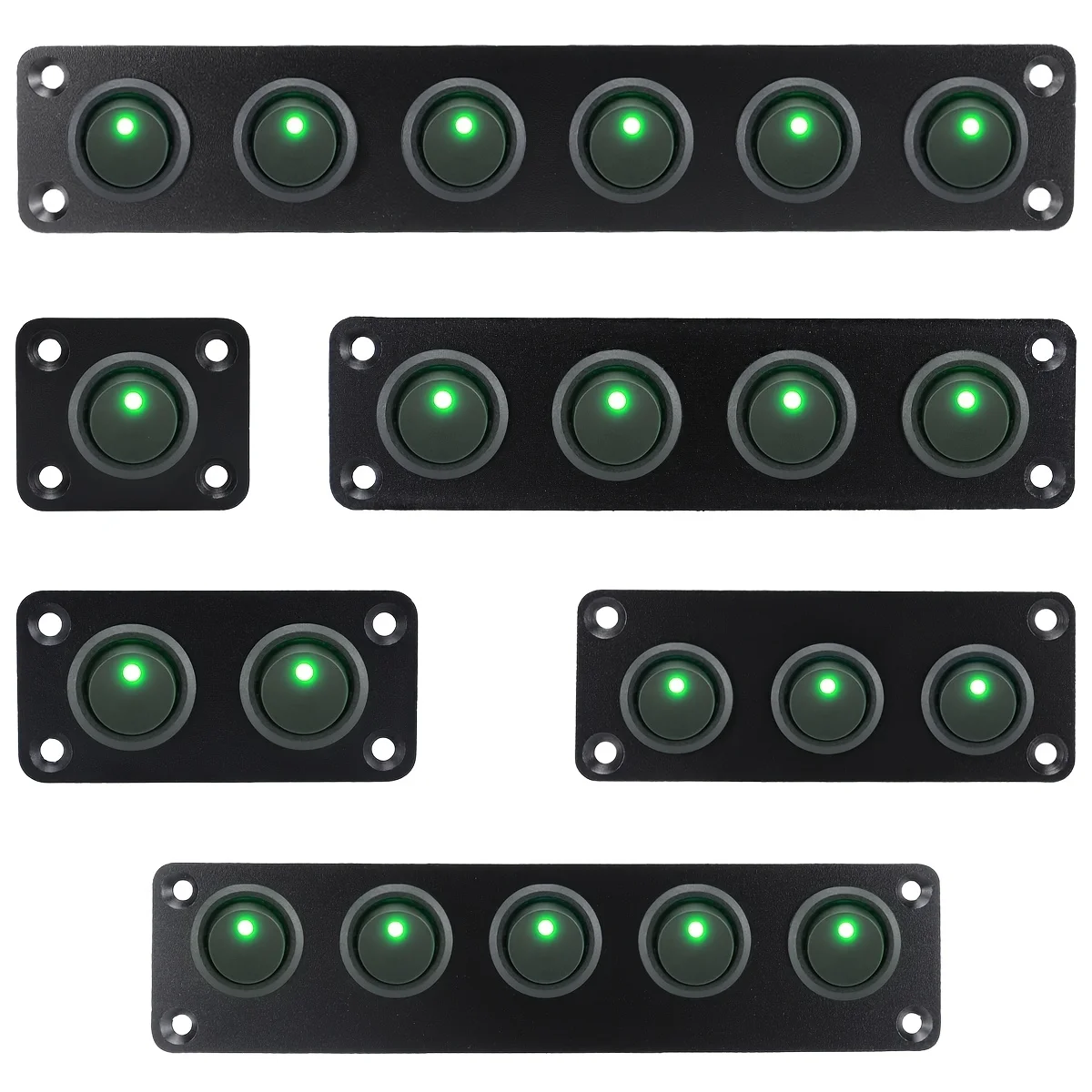

Circular joystick switch panel with 3-pin toggle switch 12V 20A green LED switch panel 12V, suitable for cars, boats, RVs, etc