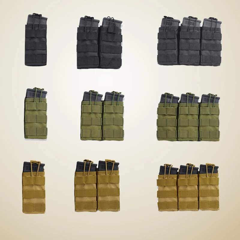 Tactical Vest Molle Accessories Bag AK M4 Open Top Pouch Single Double Triple Magazine Pouch for Long Gun