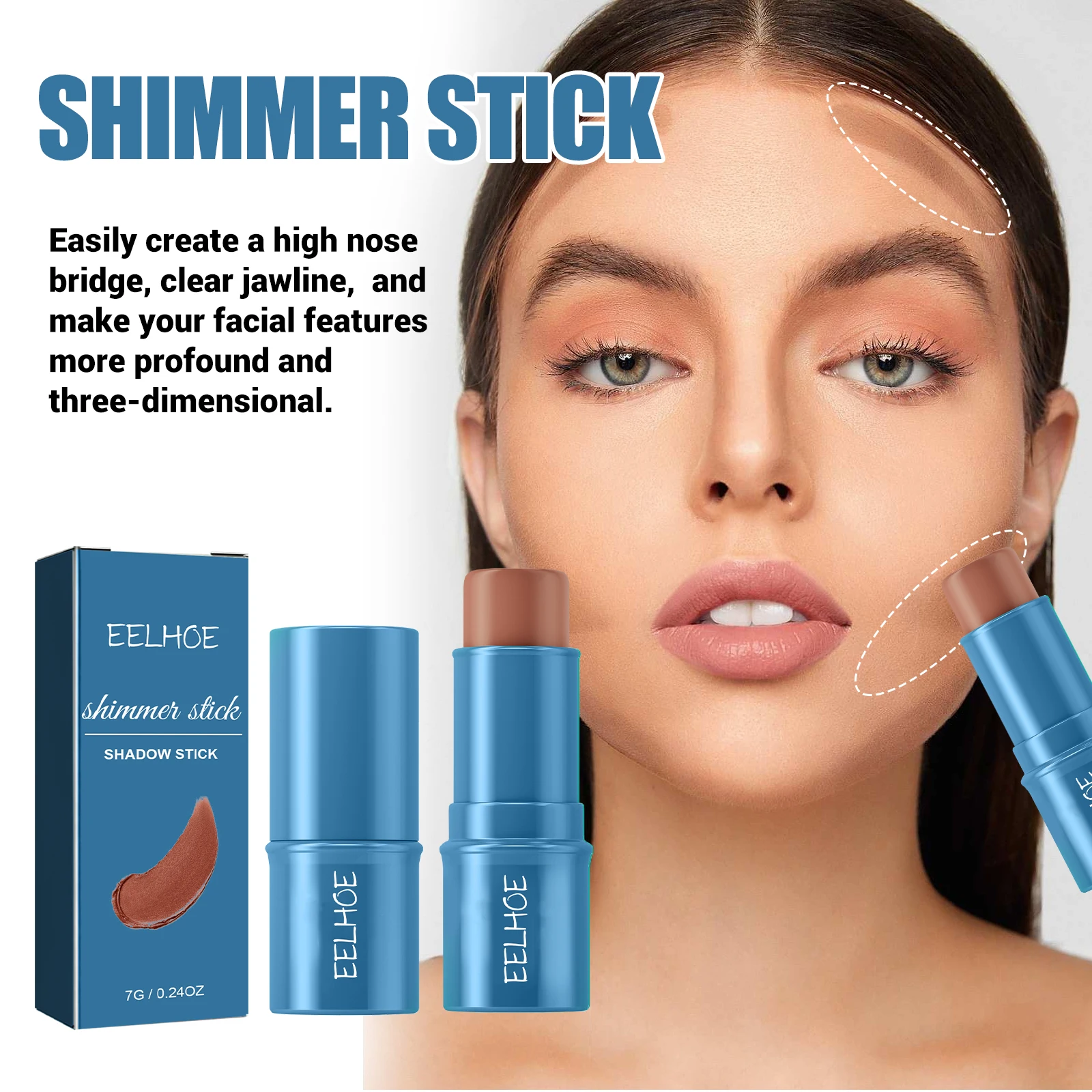 Surligneur multifonctionnel pour le visage, Contour naturel, crémeux, mélange facile, Non gras, taille de voyage, maquillage, cadeau pour peaux sensibles