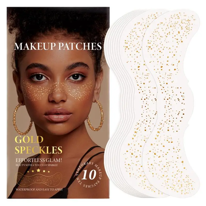 Glitter Freckles Stickers Face Gold Temporary Transfer Freckles Stickers Face Temporary Stickers 10x Faux Freckles Patches