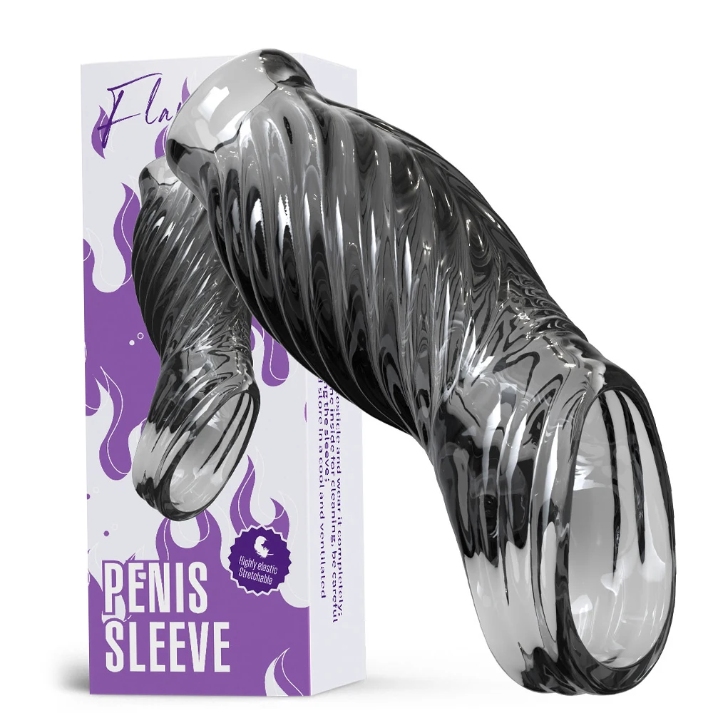 Penis Enlargement Sleeve Reusable Condoms Penis Extension Delay Ejaculation Dildo Cover Sex Toys for Men Adult Sex Products