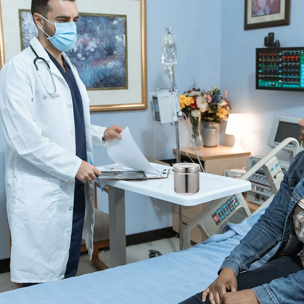 

2Pcs Stainless Steel Cotton Ball Box Sterilization Container Metal Gauze Holder Iodophor Jar Cotton Ball Container