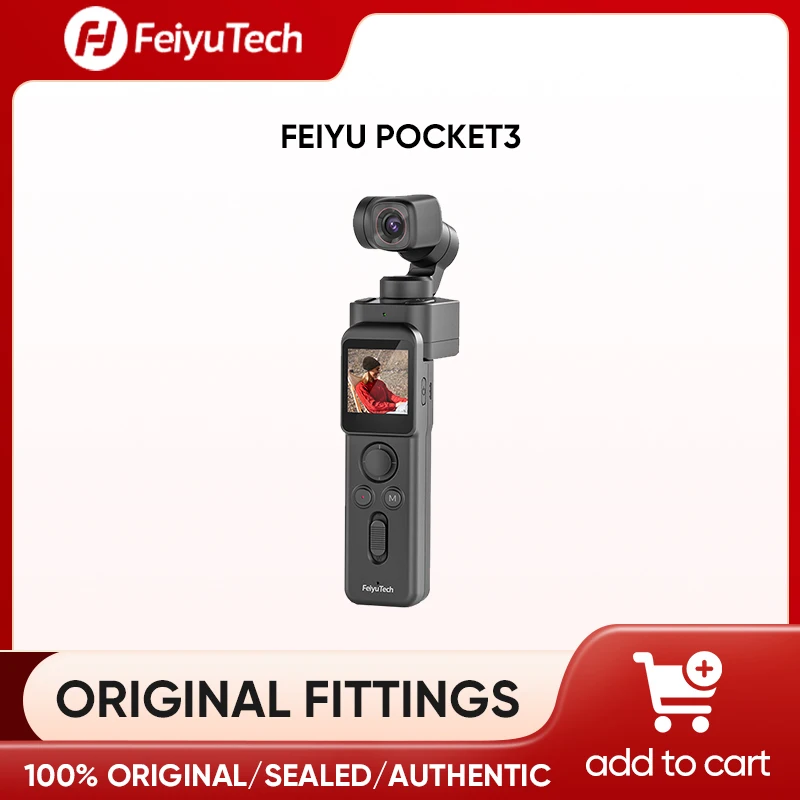 FeiyuTech Feiyu Pocket 3 Kit Cordless Detachable 3-Axis Stabilizer Gimbal Camera 4K60fps Footage Magnetic Attach AI Tracking