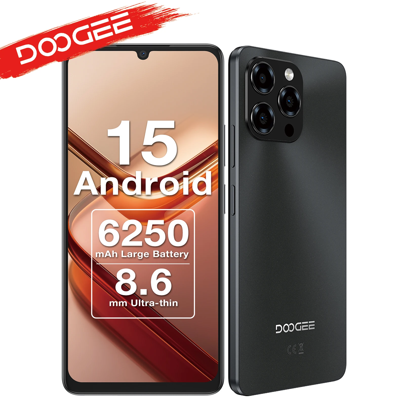Global Version DOOGEE Note 58 Smartphone 8GB RAM 128GB ROM 6.75" 90Hz IPS Batería Grande De 6250mAh NFC Android 15 Mobilephones