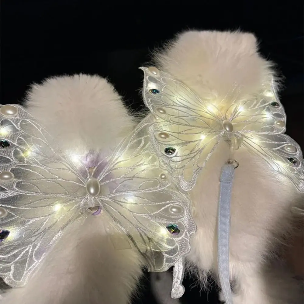 Dog Wings Glowing Butterfly Pet Back Decoration Cute Cat Accessories Dog Clothes for Small Medium Pet Supplies