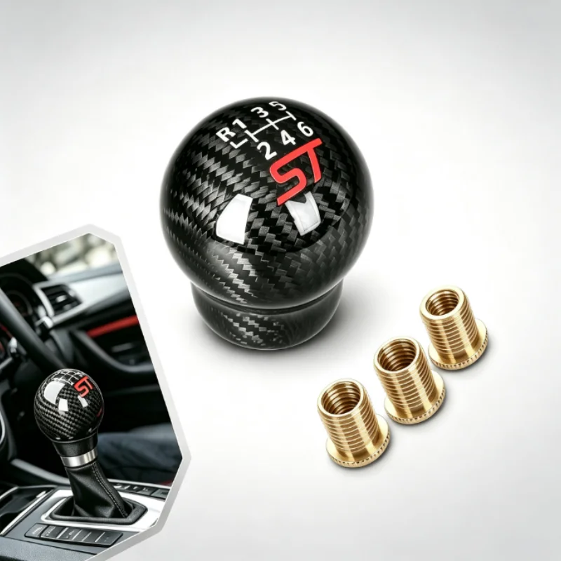 Round Ball Gear Shift Knob 6 Speed Manual Shifter Lever Carbon Fiber Pattern Racing Car Interior Accessories Universal Adapters