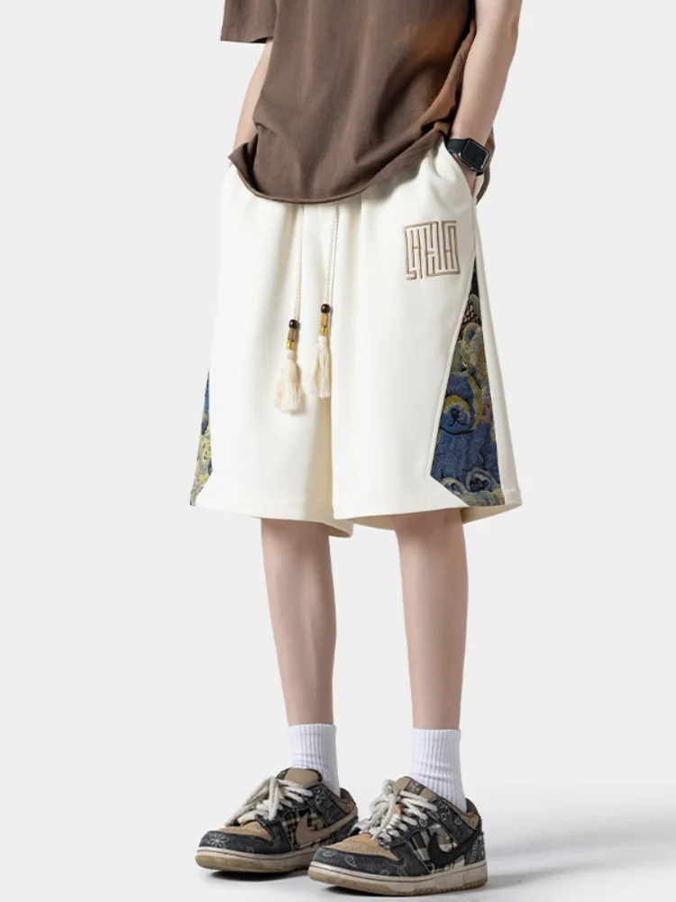 

Летние модные мужские спортивные брюки с вышивкой и пэчворком, свободного кроя, молодежные, дышащие, повседневные брюки