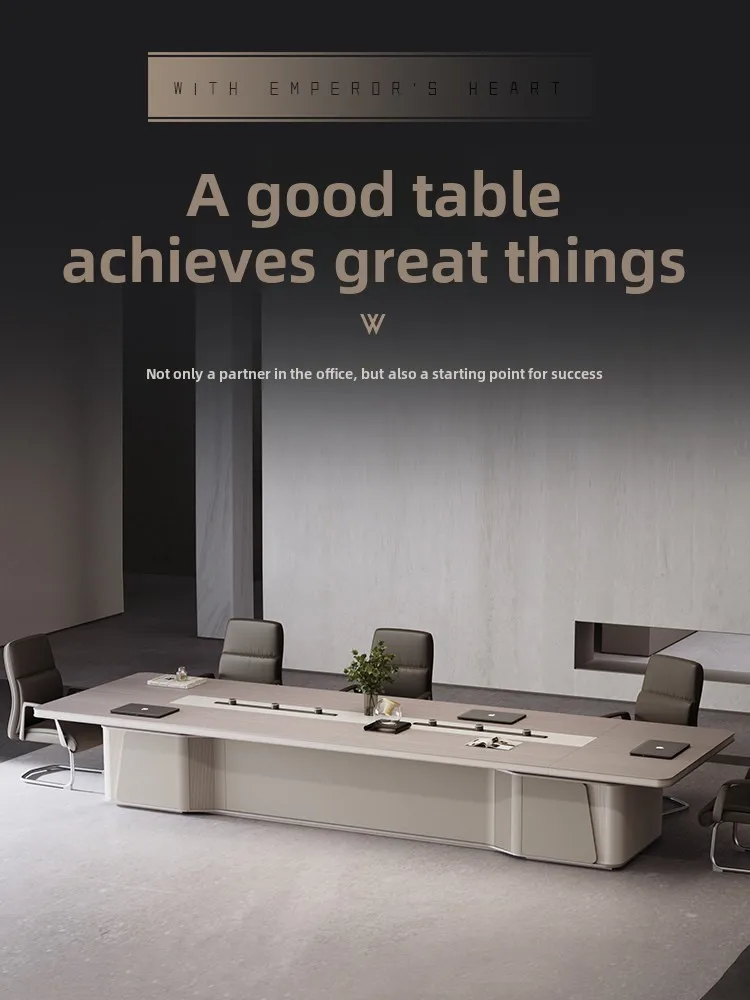 *Large Melamine Conference Table Modern Simple Design Anti-scald Corrosion-Resistant 12-Person Office Meeting Negotiation Table