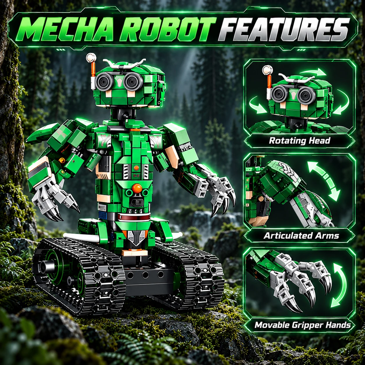 3-in-1 RC Track Robot Building Kit APP Remote Control Transformable Technical Bricks STEM Coding Toy for Kids