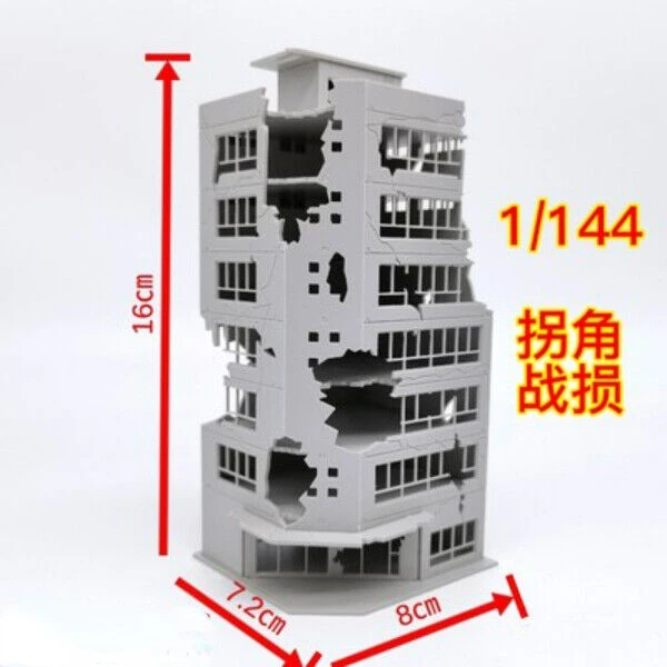 1/100 Outland Models Railroad Layout City Damaged Building Scene Model N Scale