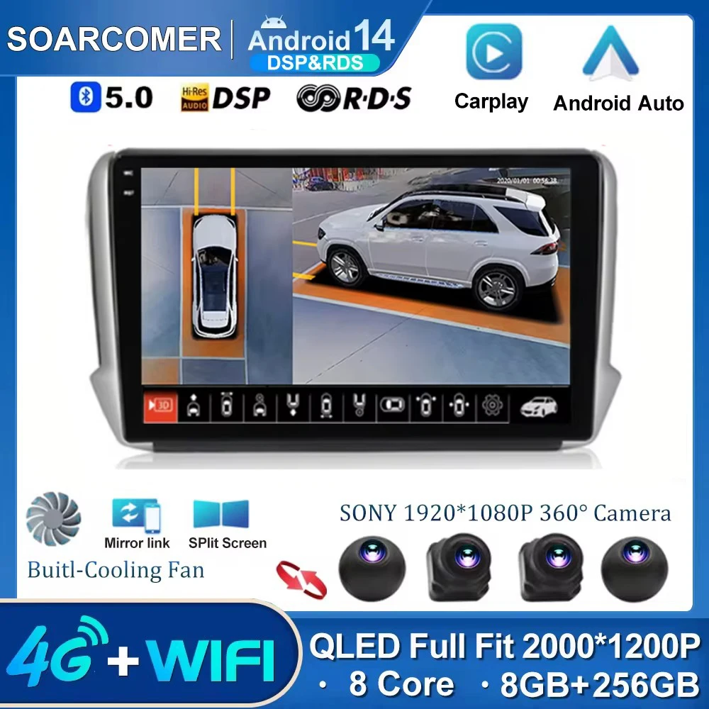 

Android 14 Car Radio For Peugeot 2008 208 Series 2012-2018 Multimedia Stereo GPS Player Navigation DSP RDS BT No 2Din 2 Din DVD