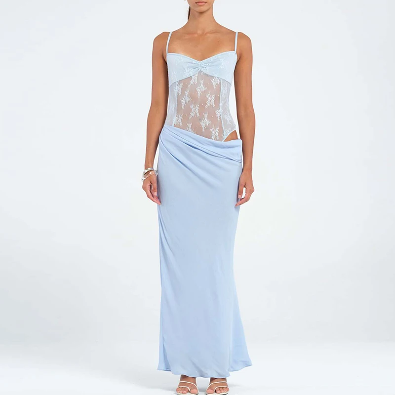 솔리드 컬러 드레이핑 선드레스 패치워크 랩 힙 A라인 버터플라이 레이스 드레스 서스펜더 오프숄더 하이웨이스트 여성 휴가 드레스