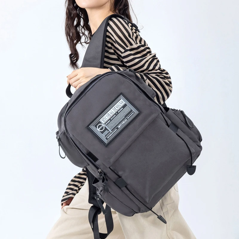 Unisex Multi-pocket Fashionable Backpack Breathable  Comfortable Back System Suit for Trolley Case Short Trip Shoulders Bag