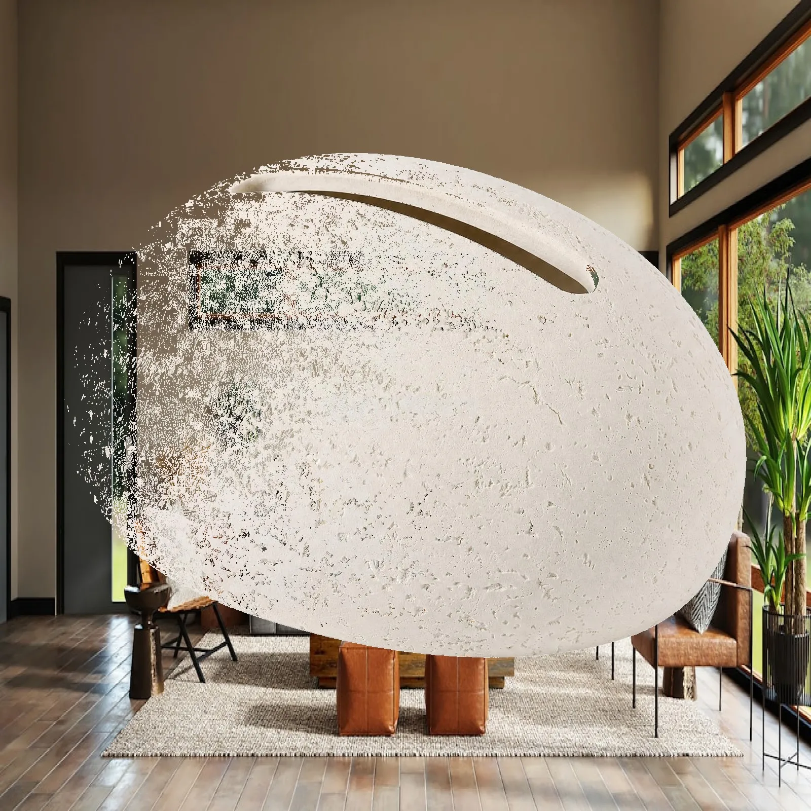 Modern Resin Tissue Dispenser Egg Shape Textured Stone Look Facial Tissue Container for Office Home Use
