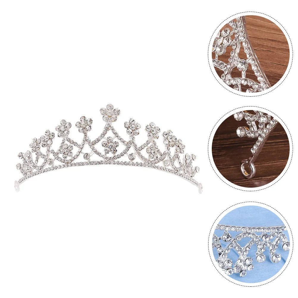 

Bride Rhinestone Crown Delicate Headdress for Wedding Bridal Hairband Party Dance Cosplay Birthday Trinket Stylish Accessory