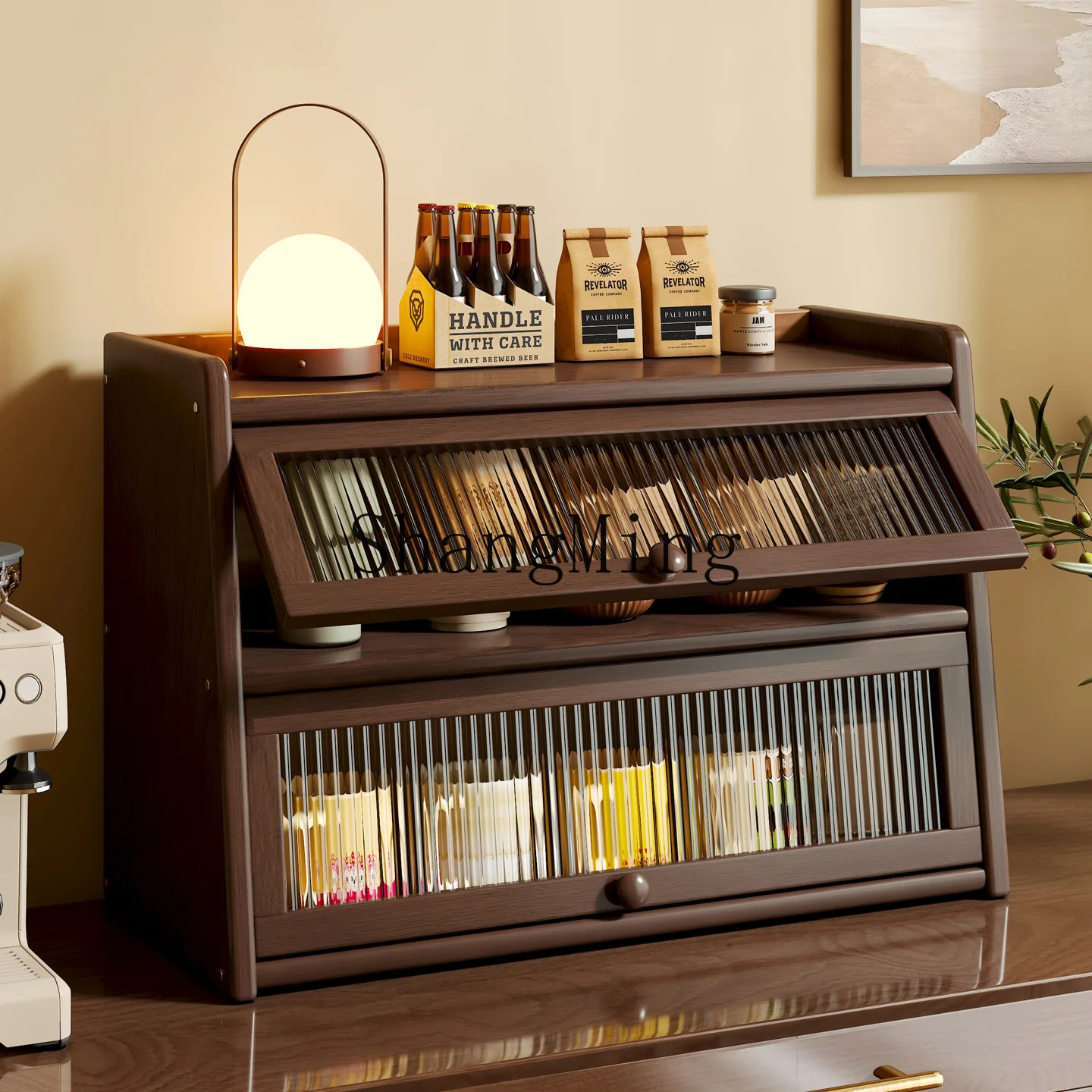 SM Desktop Locker Shelf Dust Storage Cabinet Home Living Room Kitchen Countertop Cup Holder Organizing Rack