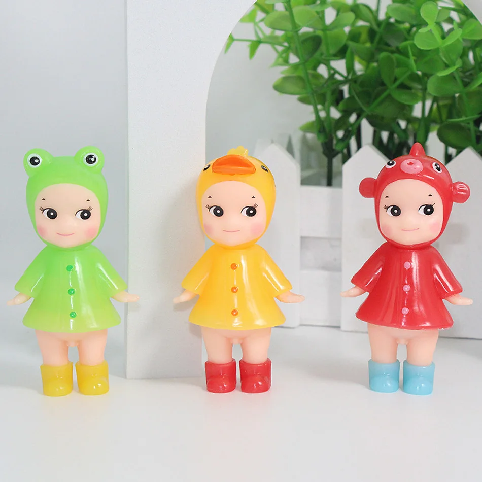 6개/세트 핫 레인 시리즈 블라인드 박스 귀여운 미니 피규어 모델 카와이 미스터리 박스 책상 방 장식 장난감 팬들을 위한 선물