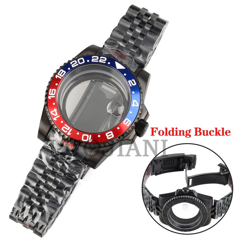 

For Jubilee Bracelet Black GMT YACHT-MASTER Case 40mm NH35 Watch Case Fit NH34 NH35 H36 NH38 Movement SUB Case Watch Accessories