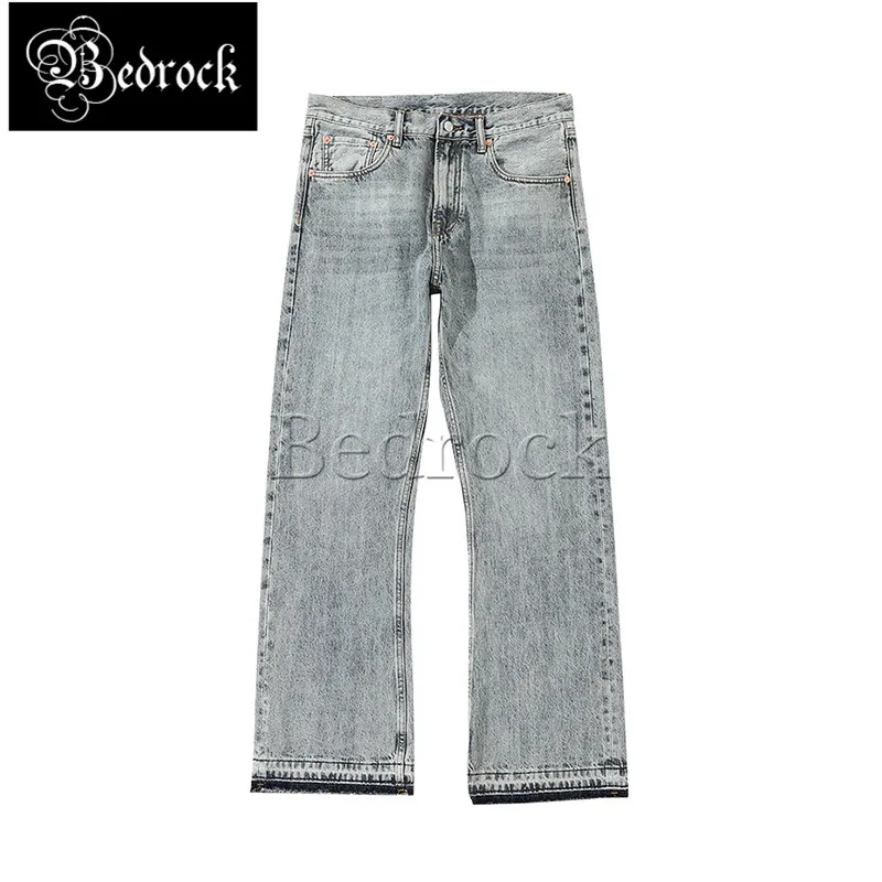 MBBCAR Vintage Bell Bottom Jeans For Men 12oz Selvedge Denim Flare Pants 100% Cotton Distressed Street Destroy Wash Jeans 7492