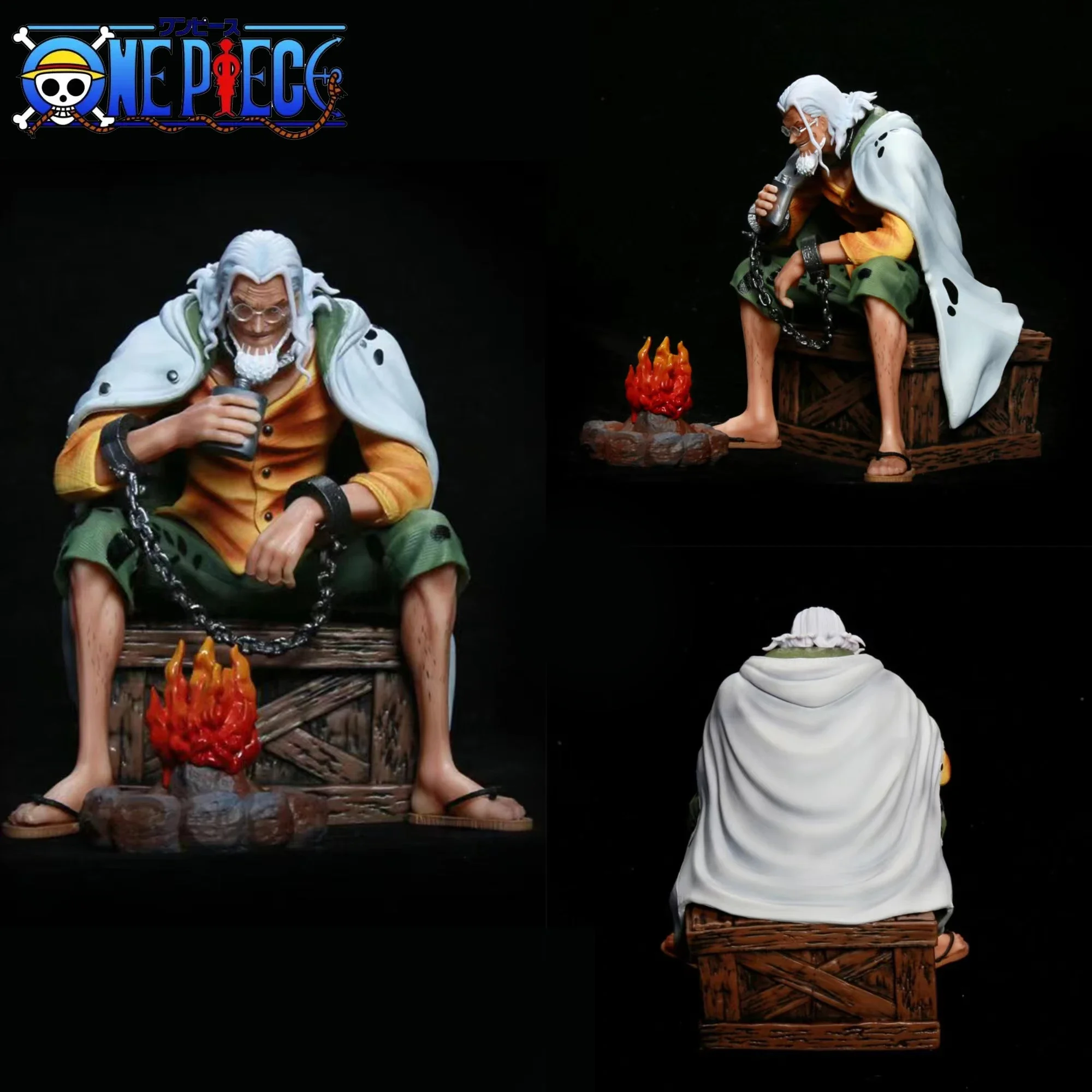 16cm One Piece Pluto Silvers Rayleigh Sitting Posture Bonfire Anime Figure Master Luffy PVC Model Collect Ornaments Toy Boy Gift