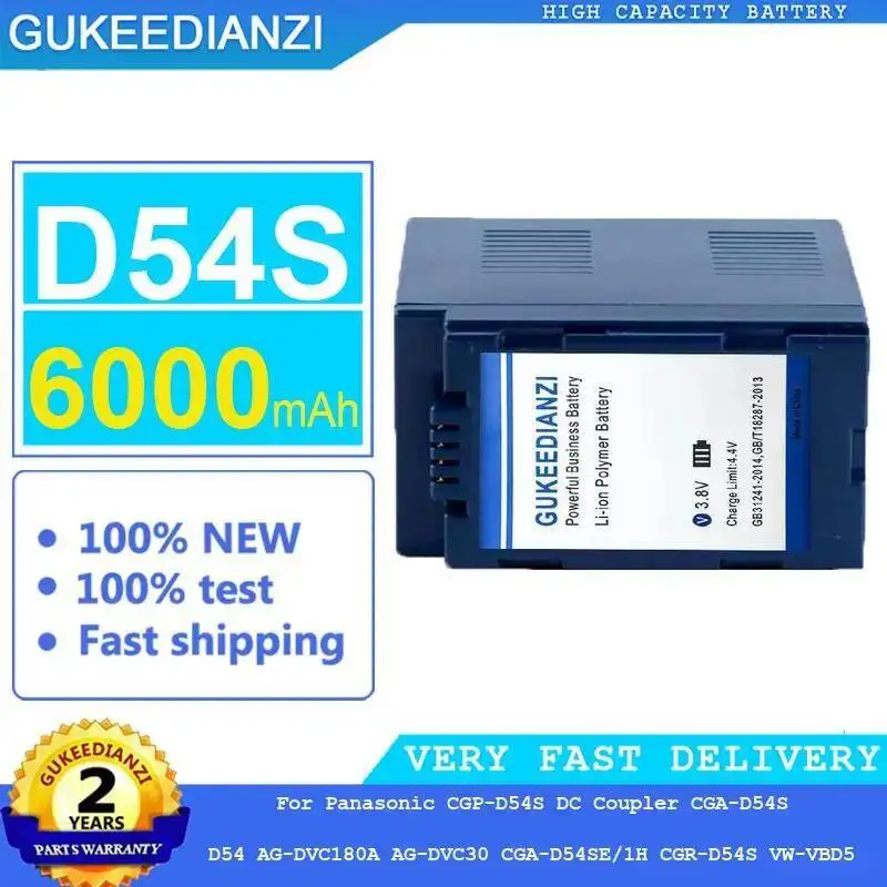 

Camera Battery D54S 6000Mah For Panasonic Cgp-D54S DC Coupler Cga-D54S D54 AG-DVC180A AG-DVC30 Cga-D54SE 1H Cgr-D54S VW-VBD5