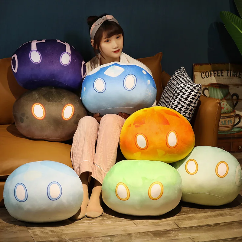 Kawaii Genshin Slime Pillow Genshin Impact Plush Cushion Cute Anime Game Stuffed Original God Cosplay Fans Peluche for Kid Gift