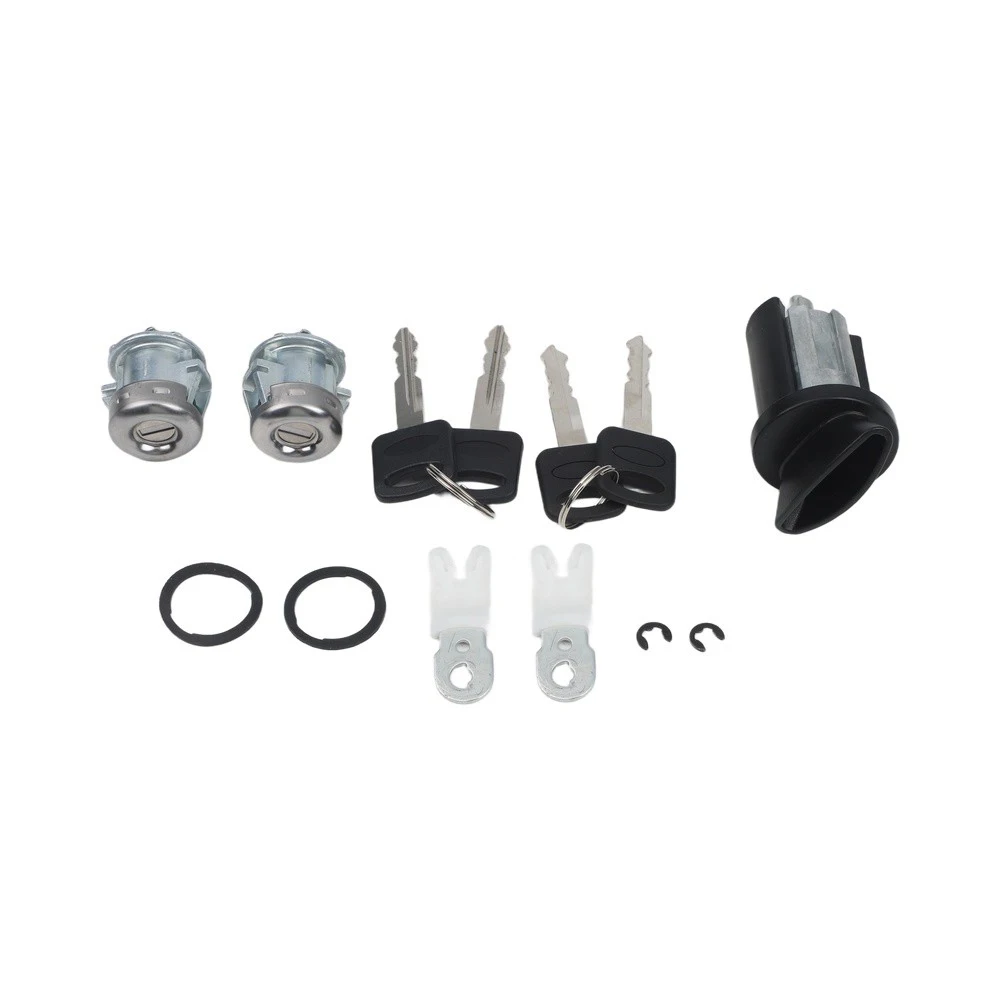 Iron Construction Door Lock Cylinder Includes Matching Keys Complete Replacement Kit Ignition Lock Cylinder Silver Black