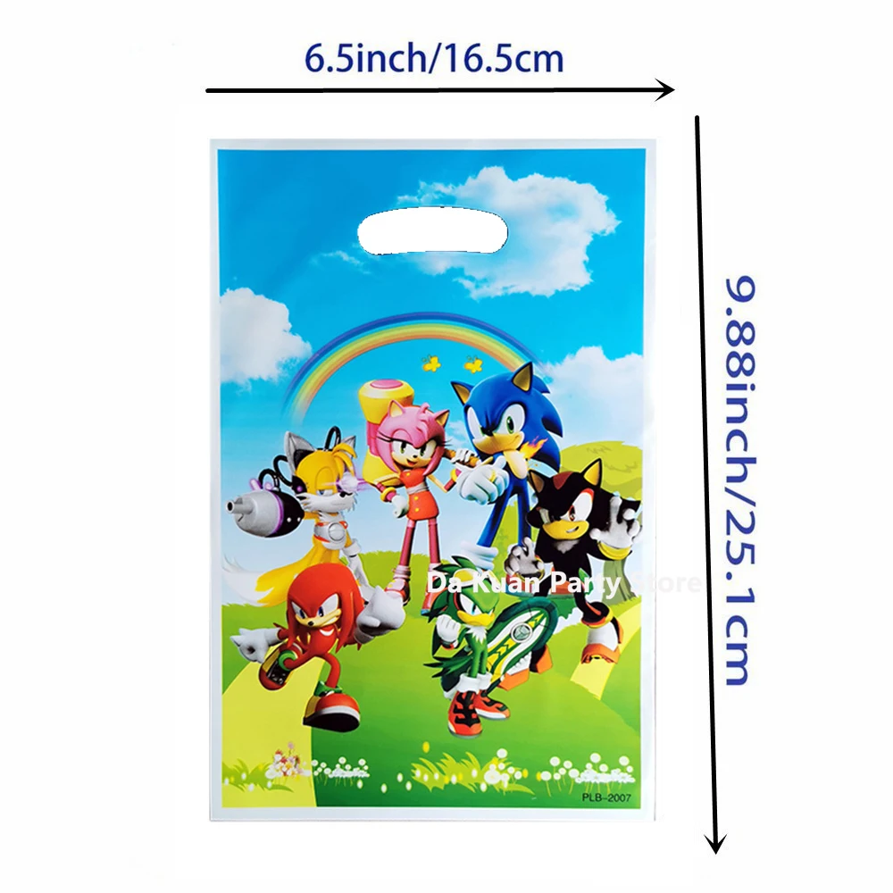 New Cartoon Sonic Party Supplies Boys Birthday Party Tableware Set Plastic Gift Bags Baby Shower Decorations Pink Sonic Gifts