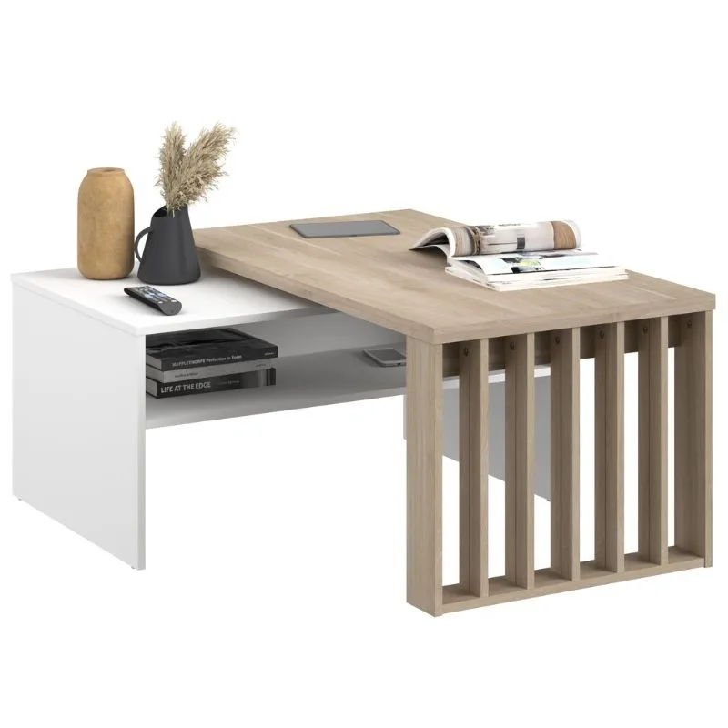 Modern style white Jackson Oak rotating Baloo center table