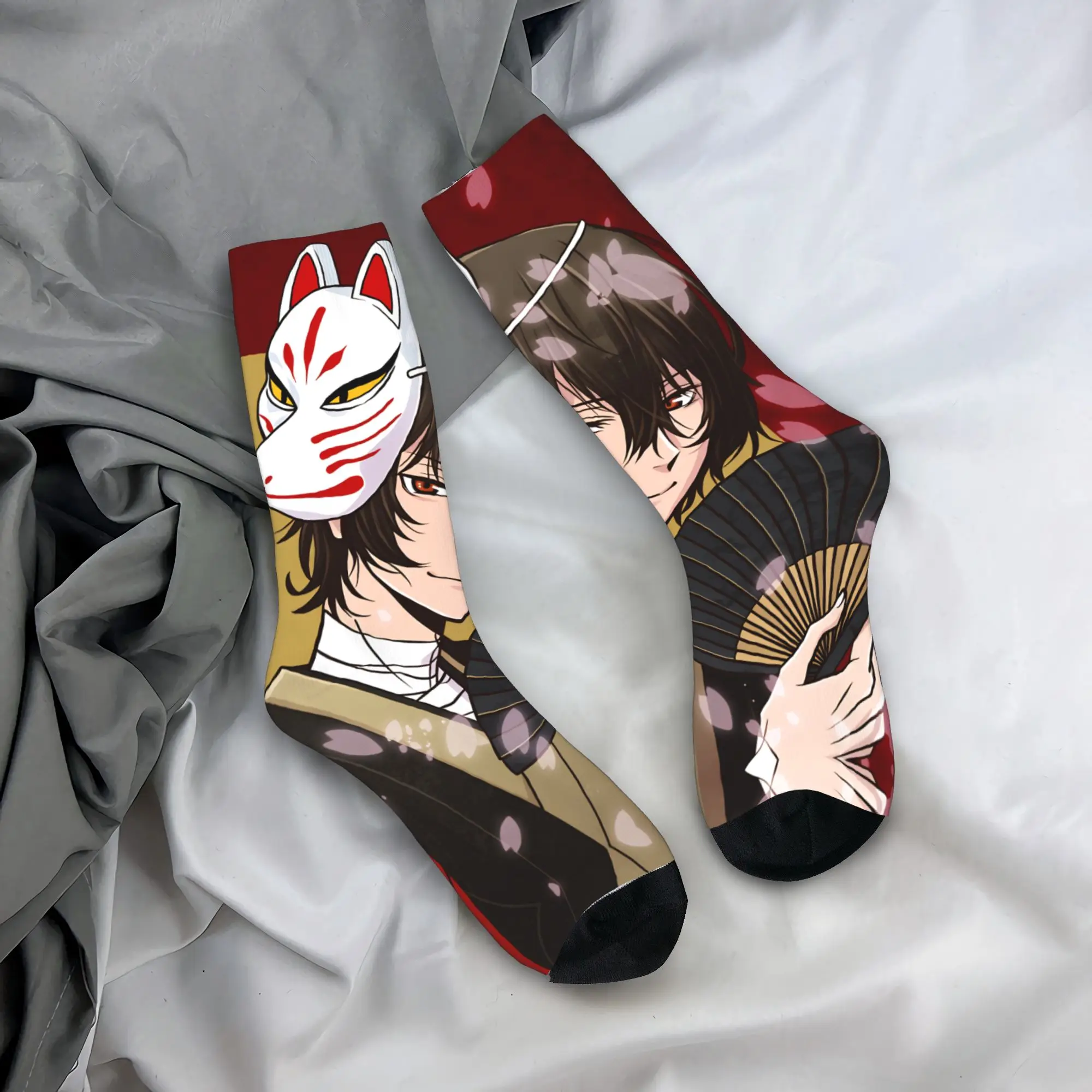 Adults Men Socks Dazai Bungo Stray Dogs  Stockings Spring Korean Soft Breathable Socks Graphic Outdoor Sports Anti Skid Socks