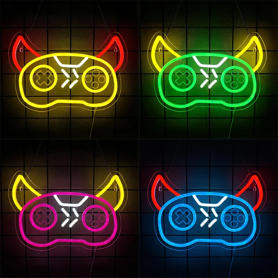 Anime Led Neon Sign, Devil Game Handle Icon Usb Powered, Used For Bedroom Club Man Cave Game Room Birthday Party Art Decor.