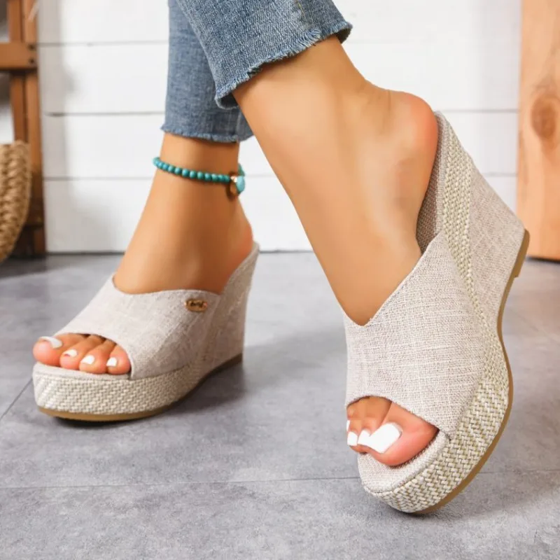 

Women‘s Wedges Slippers 2026 Summer New Super High Heels Women Comfortable Slip on Sandals Open Toe Thick Soled Slippers Women